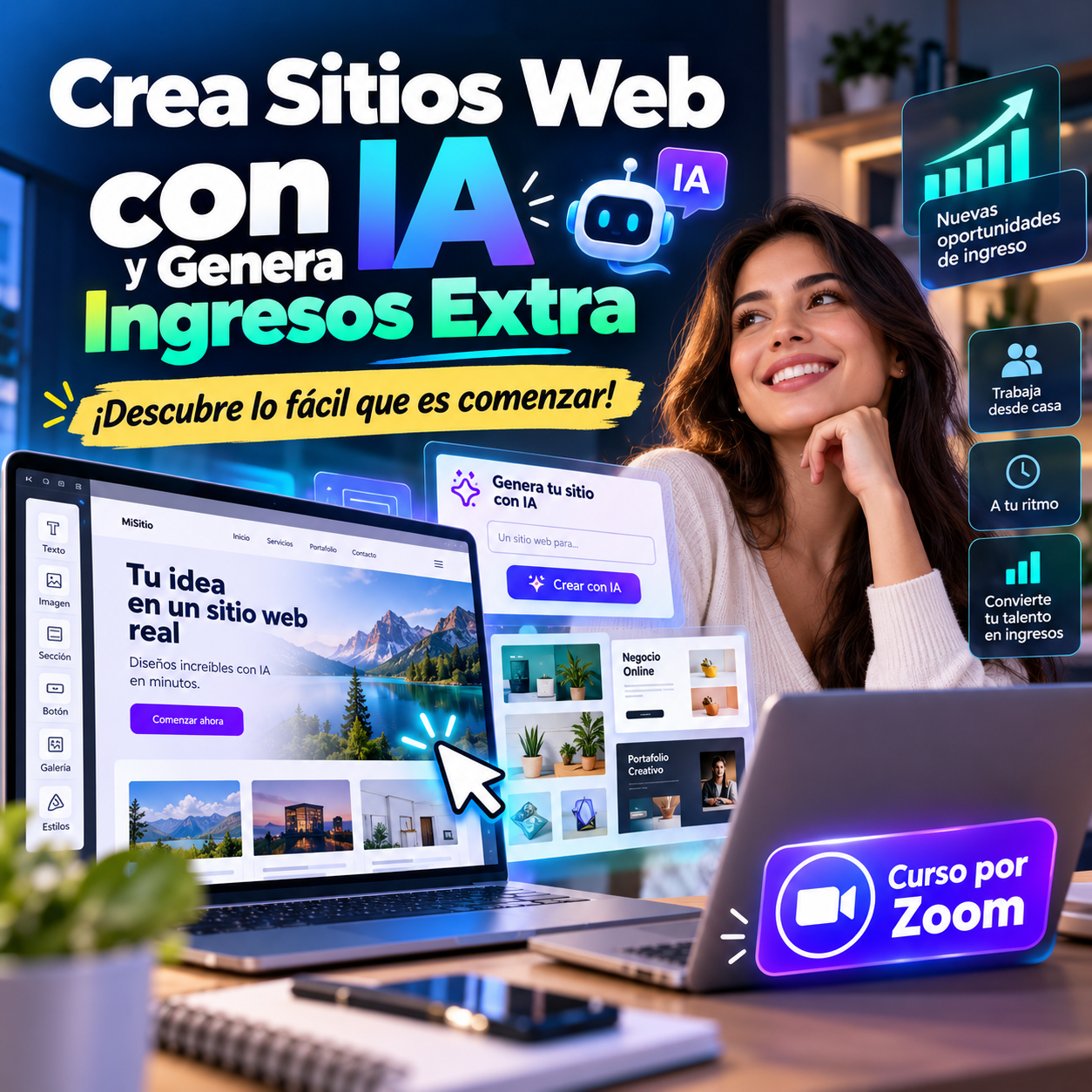 Curso: Crea Sitios Web con IA y Genera Ingresos Extra